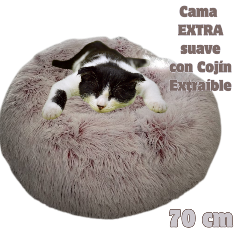 🌸 Cama Antiestrés con Cojín Extraíble Rosa 70 cm | Perfecta para perros y gatos