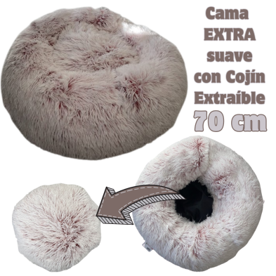 🌸 Cama Antiestrés con Cojín Extraíble Rosa 70 cm | Perfecta para perros y gatos