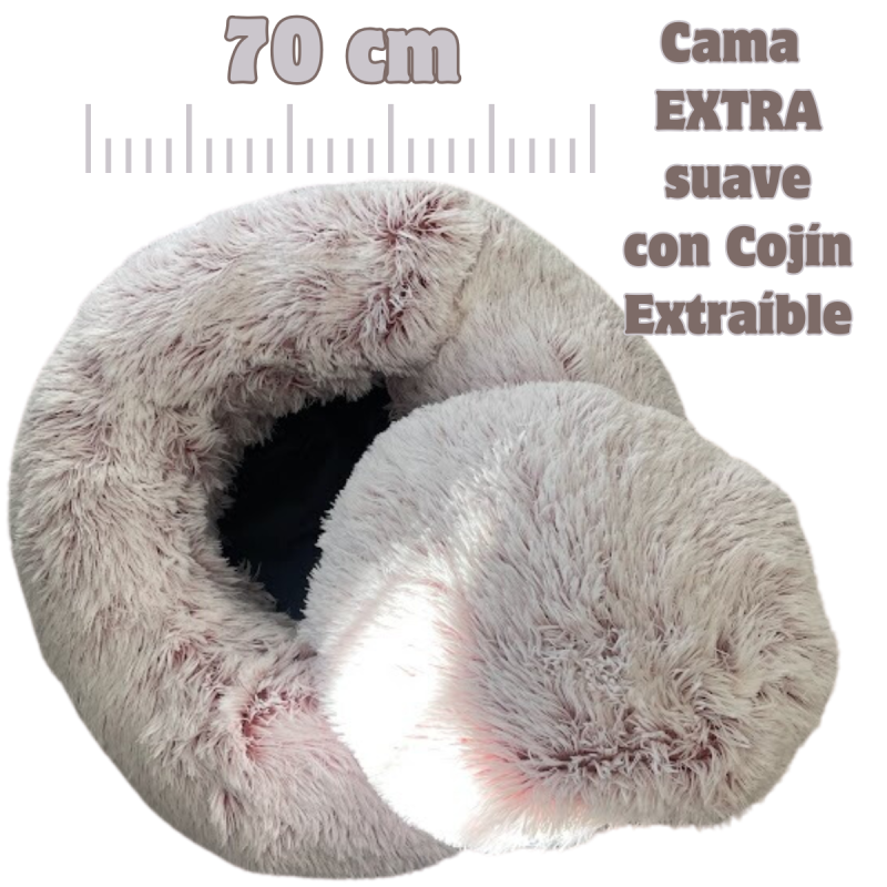 🌸 Cama Antiestrés con Cojín Extraíble Rosa 70 cm | Perfecta para perros y gatos