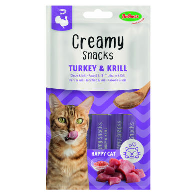 Bubimex Snack Cremoso Gatos Felices Pavo y Krill 4x60g - Premio Nutritivo para Gatos