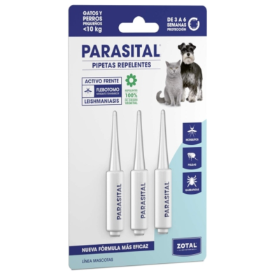 Parasital Pipetas Gatos y Perros Pequeños x 3 Uds | Repelente contra Pulgas, Garrapatas y Mosquitos