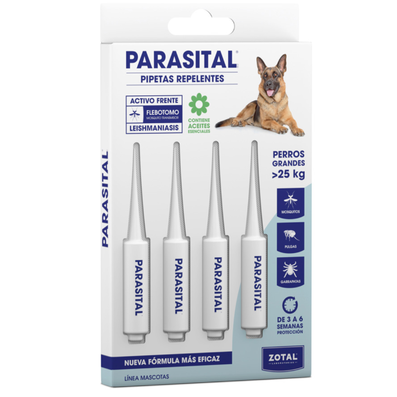 Parasital Pipeta Perros Grandes x4Uds | Repelente contra Pulgas, Garrapatas y Mosquitos