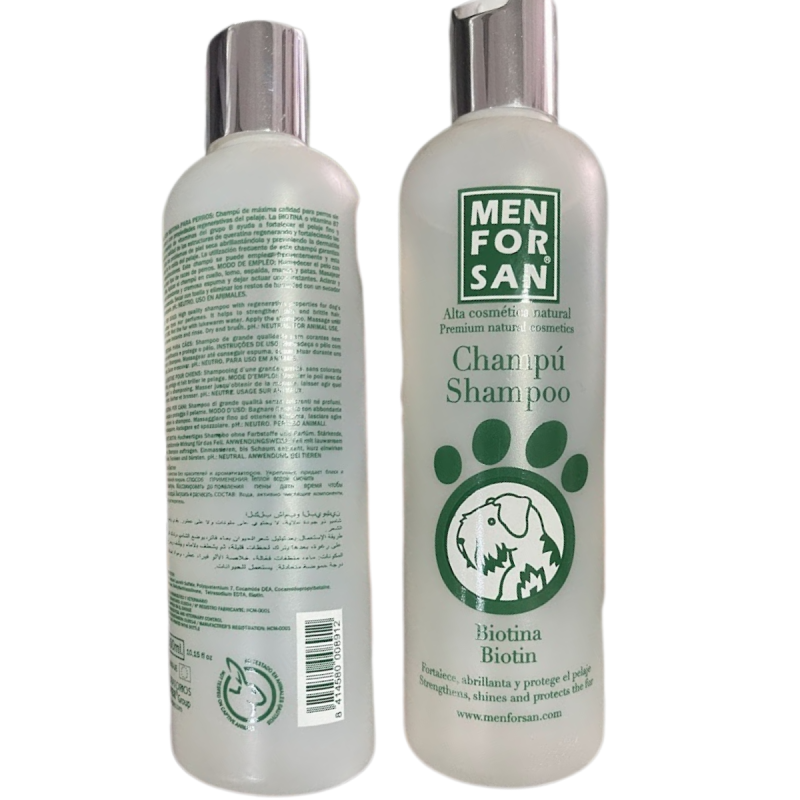 Menforsan Champú Biotina Perros 300ml | Fuerza y brillo natural